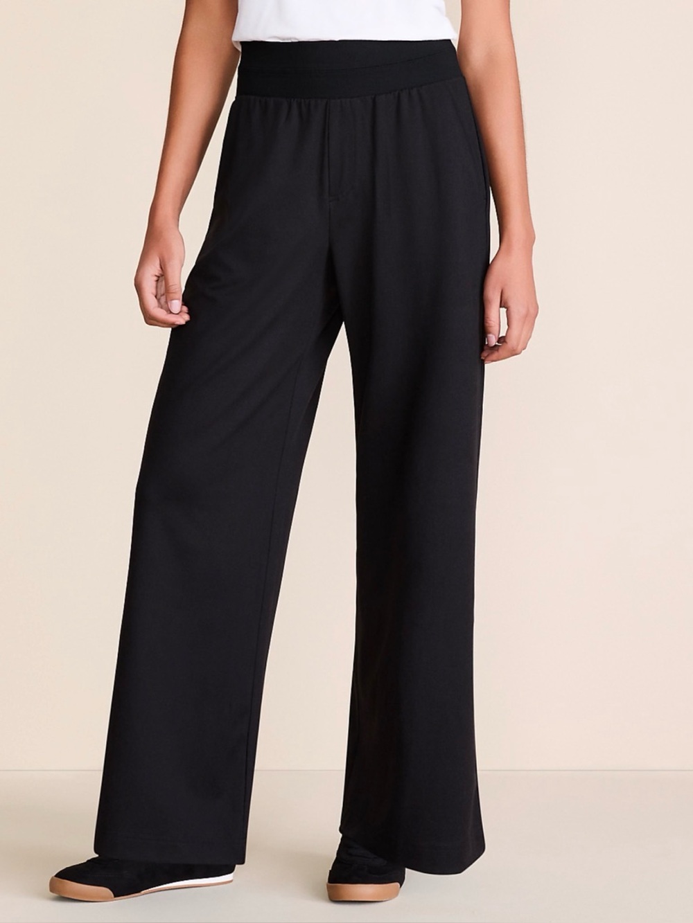 NWT Lou & Grey Brushedsoft Wide Pants Black High Waisted Size XS
